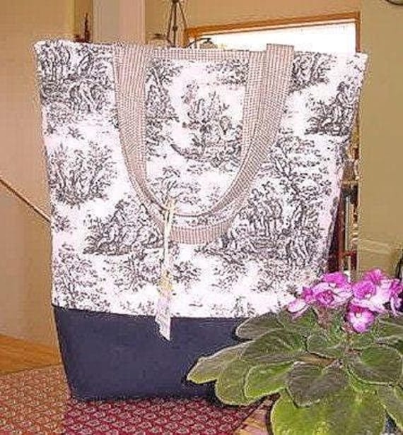 Große Toile Tragetasche Waverly Stoff, Gefüttert Mit Taschen von MsKarenNY