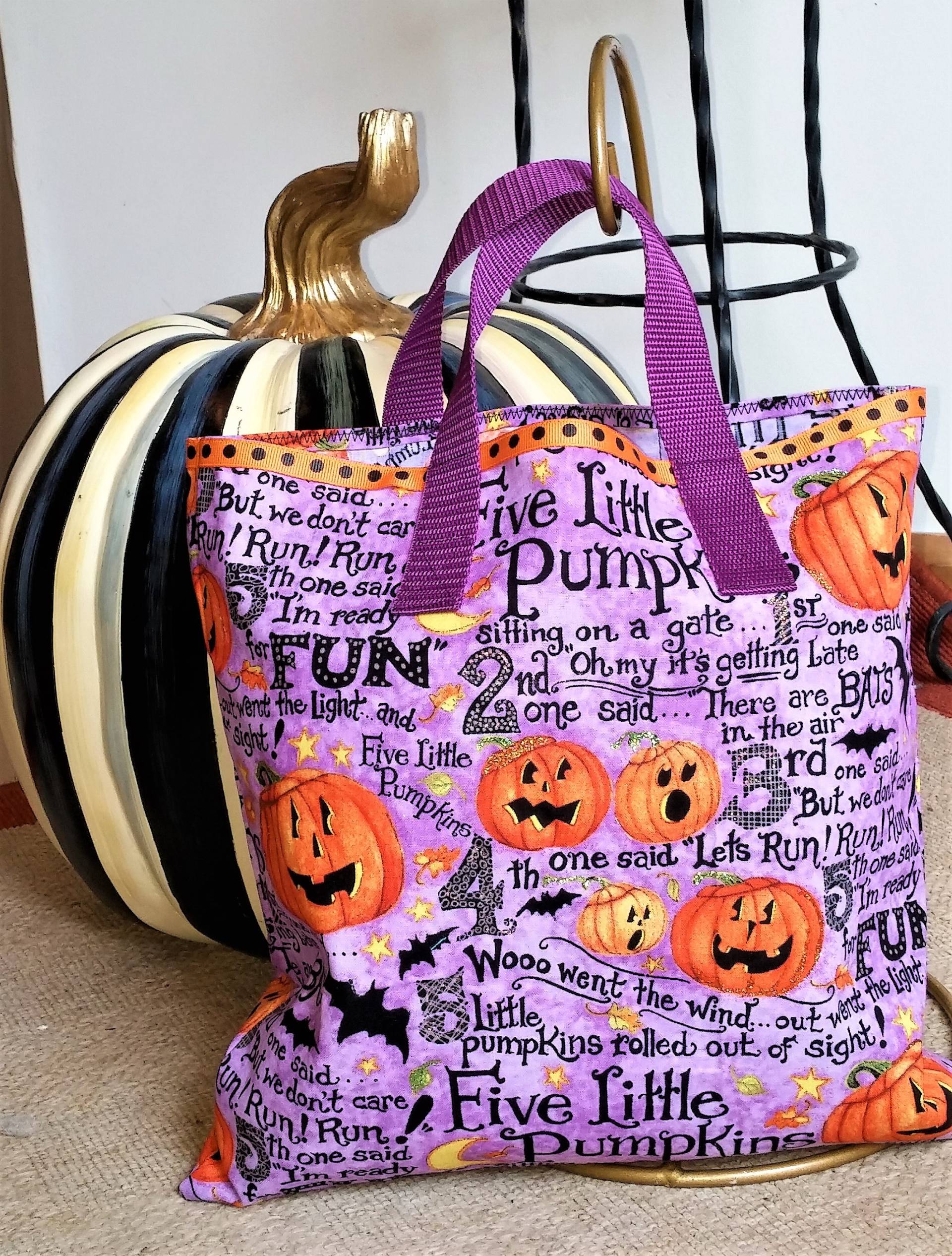 Halloween Tote 5 Kürbisse Candy Bag Mit Gestickter Name Option von MsKarenNY