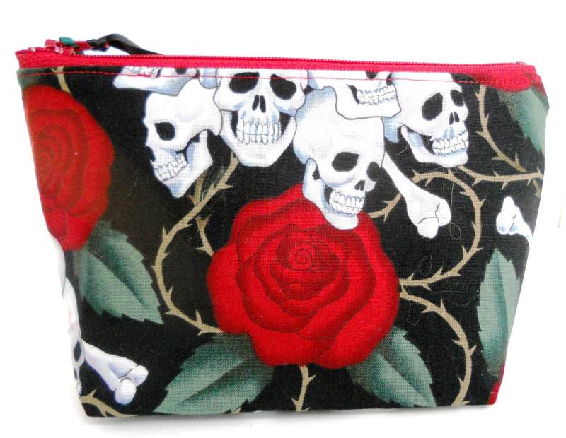 Totenköpfe Und Rose Schminktasche/Münztasche/ Aufbewahrungstasche/Handytasche Totenköpfe Und Rose Schminktasche/Münztasche/ Aufbewahrungstasche/Handytasche von MsKarenNY