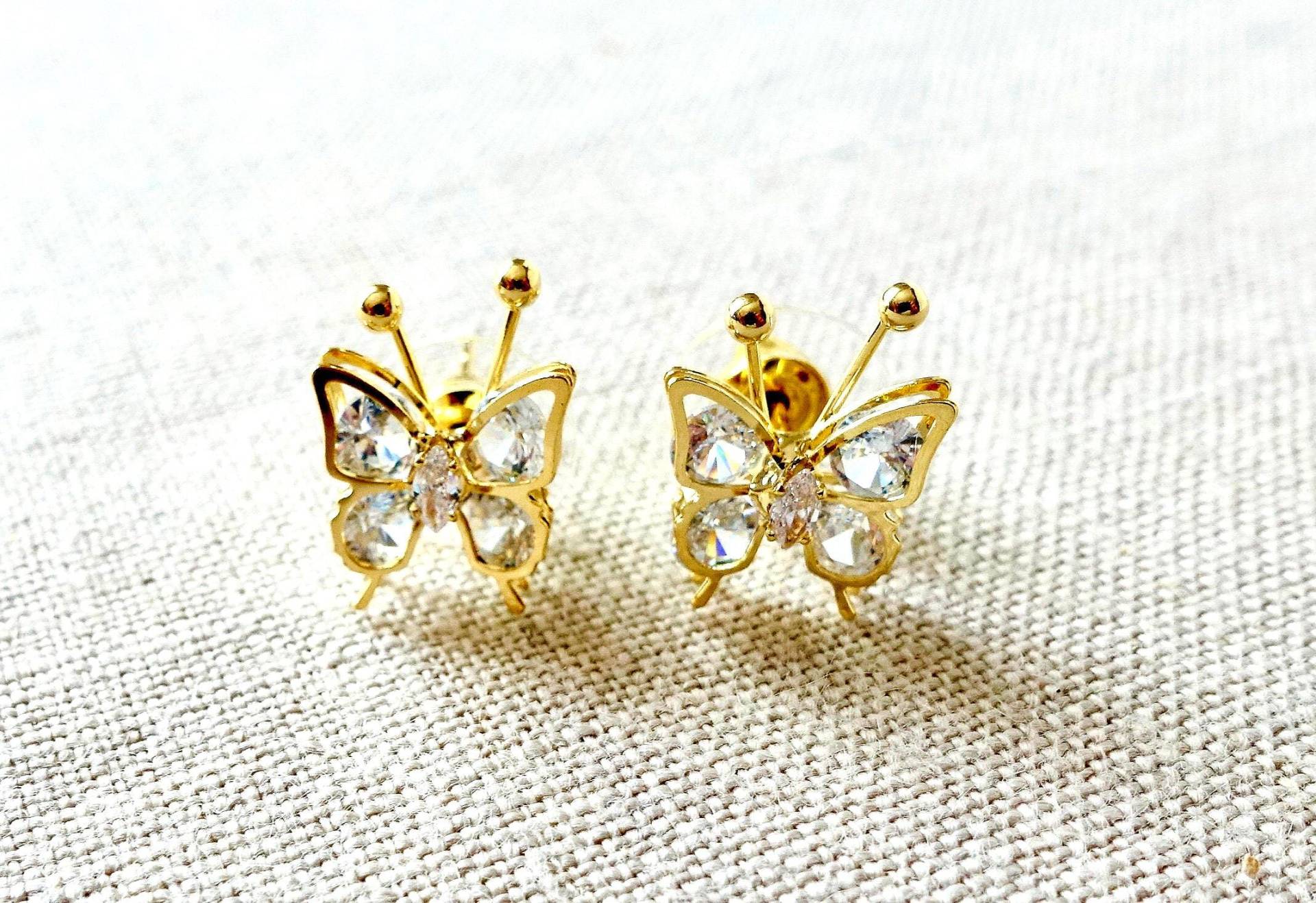 925 Sterling Silber Ohrstecker-Schmetterlinge Vergoldet Zart Und Wunderschön Ohrschmuck Kinderschmuck Geschenkidee Geburtstag von MsSchmuck