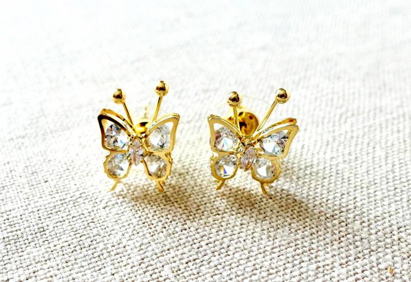 925 Sterling Silber Ohrstecker-Schmetterlinge Vergoldet Zart Und Wunderschön Ohrschmuck Kinderschmuck Geschenkidee Geburtstag von MsSchmuck