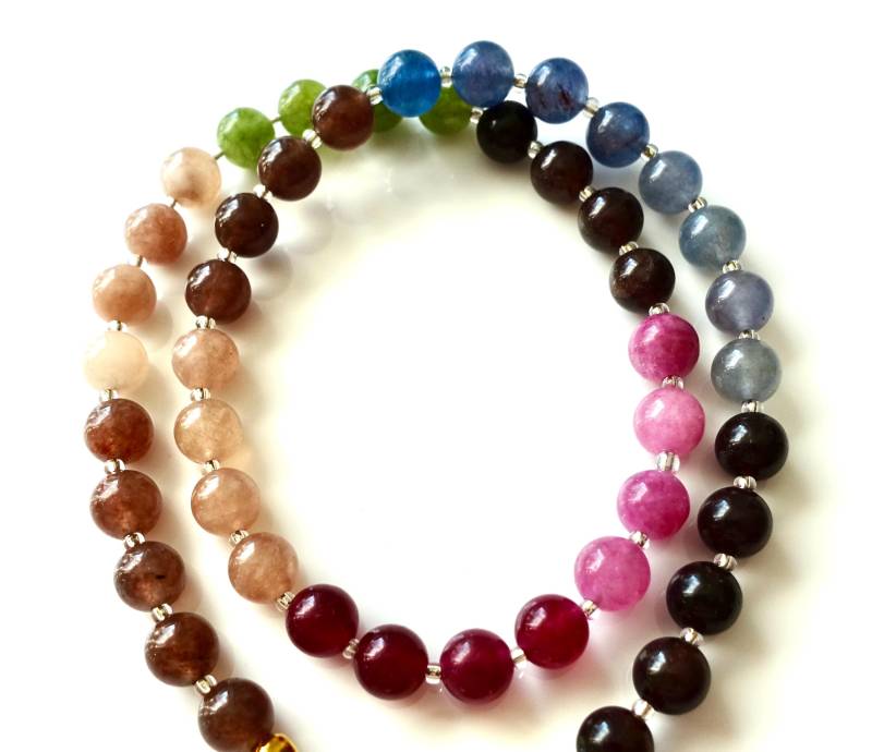 Chalzedon Kette Edelsteinkette Halskette Mit Natürlichen Perlen Edelsteine Perlenkette Unisex Geschenkidee Geburtstag Jubiläum von MsSchmuck