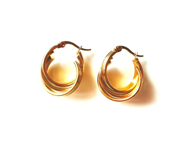 Creolen 18 K Vergoldet Edelstahl Mehrreihig Ohrschmuck Für Frauen Und Männern Boho & Hippie Minimalistisch von MsSchmuck