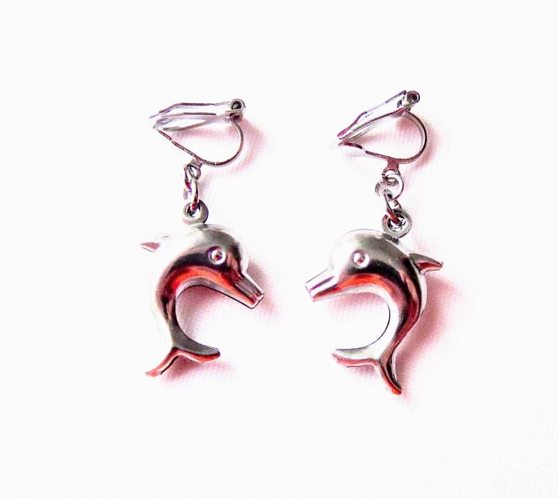 Edelstahl Ohrclips /Ohrhänger Mit Delfinen Ohrschmuck Unisex Für Kinder Und Erwachsene von MsSchmuck
