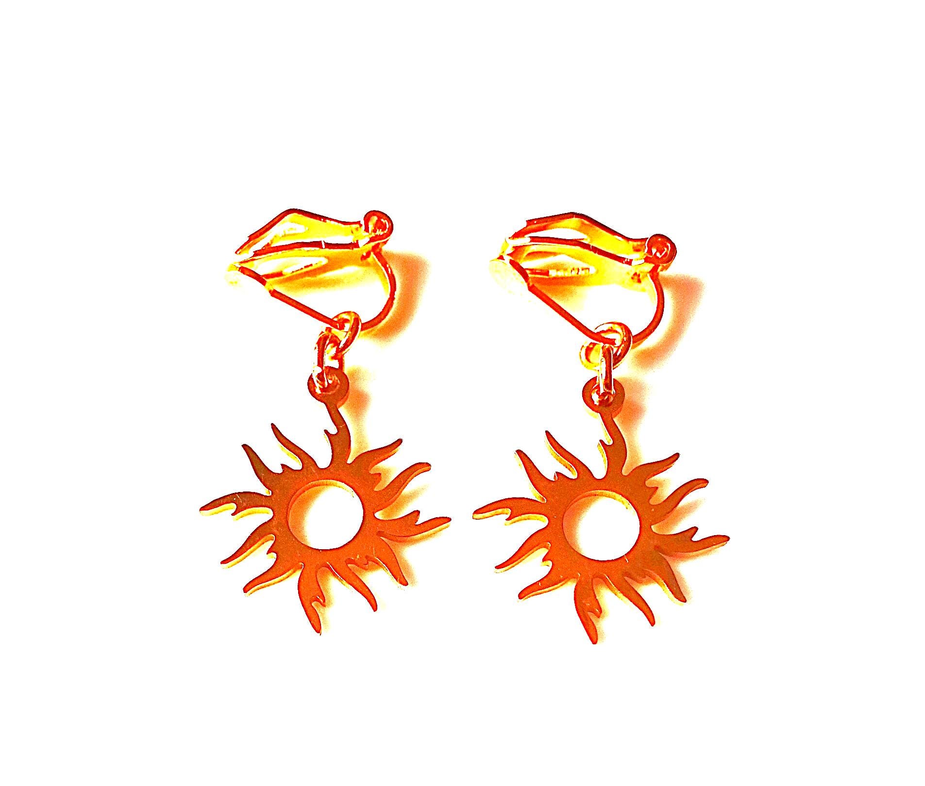 Edelstahl Ohrclips Mit Wunderschönen Sonne-Anhängern Ohrschmuck Für Erwachsene Und Kinder Ab 3 Jahren Kinderschmuck von MsSchmuck