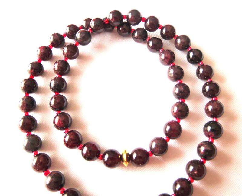 Edles Granat Collier Kette Edelsteinkette Edelsteinschmuck Halskette Mit Natürlichen Perlen Unisex Geschenk Geburtstag Jubiläum von MsSchmuck