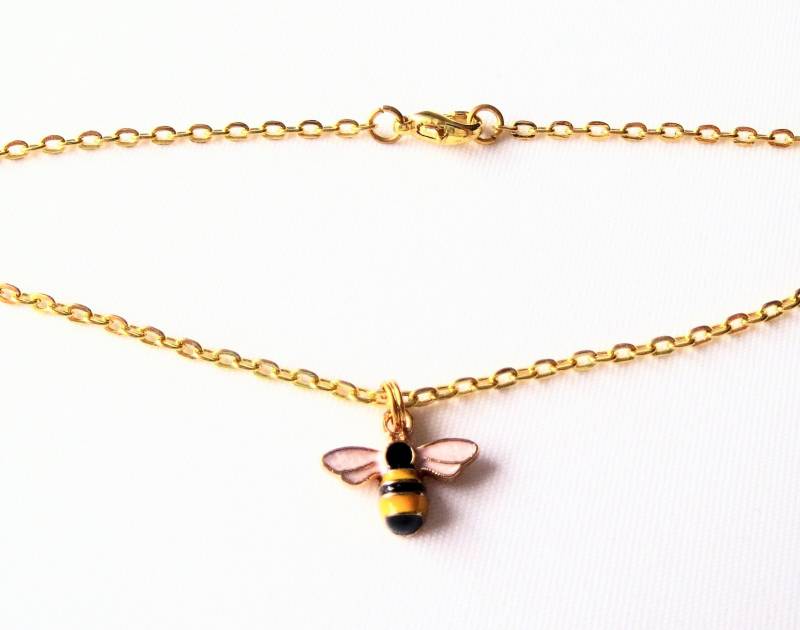 Fußkettchen "Biene" Fußkette Minimalistisch Unisex Geschenkidee von MsSchmuck