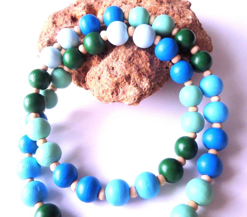 Halskette Mit Holzperlen Holzperlenkette Holzschmuck Unisex Minimalistisch Geschenkidee von MsSchmuck