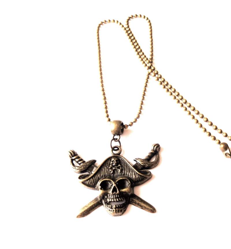 Jungen Kette Mit Pirat-Anhänger Kinderkette Kinderschmuck Unisex Vintage Geschenkidee von MsSchmuck