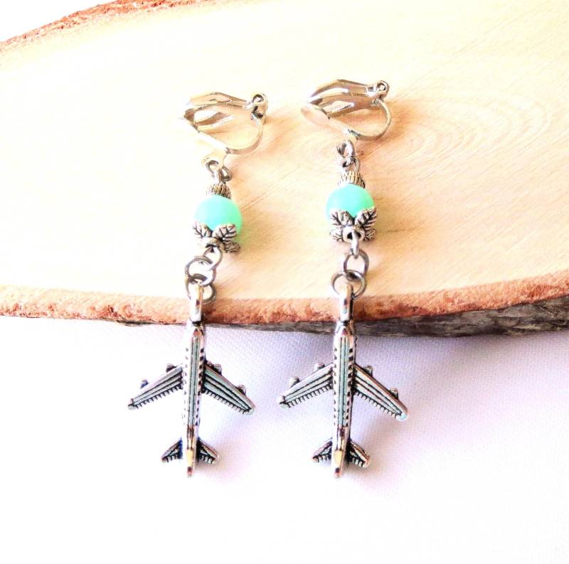 Kinder-Ohrclips "Flugzeuge" Ohrschmuck Kinderschmuck Unisex Geschenkidee Urlaub Fliegen Ferien Sommer Ferne von MsSchmuck