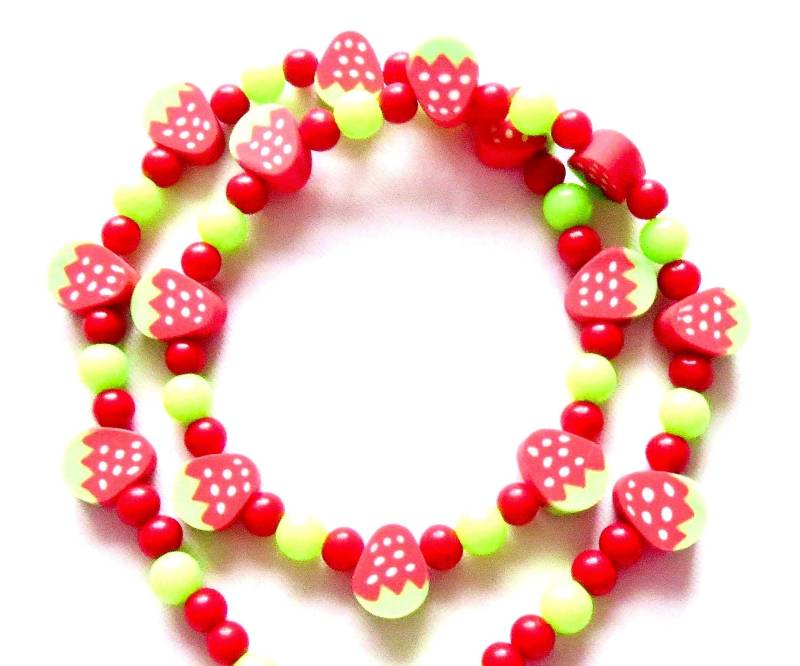 Kinderkette "Erdbeeren" Kinderschmuck Mädchenschmuck Mädchenkette Halskette Mit Perlen Geschenkidee Geburtstag Mitbringsel von MsSchmuck