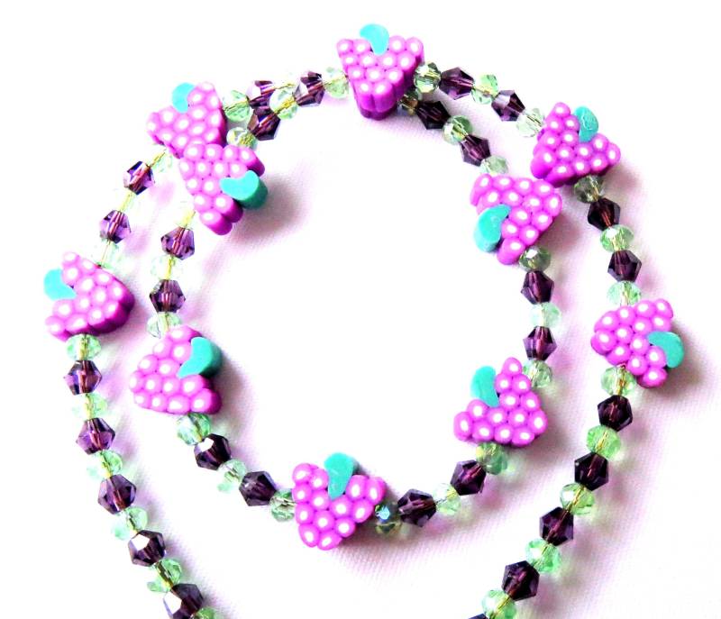 Kinderkette Mädchenkette Halskette Mit Lila Beeren Und Glasschliffperlen Unisex Geschenkidee Geburtstag von MsSchmuck