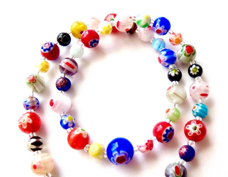 Kinderkette Mit Millefiori Perlen Kinderschmuck Halskette Perlenkette Geschenk Geburtstag von MsSchmuck
