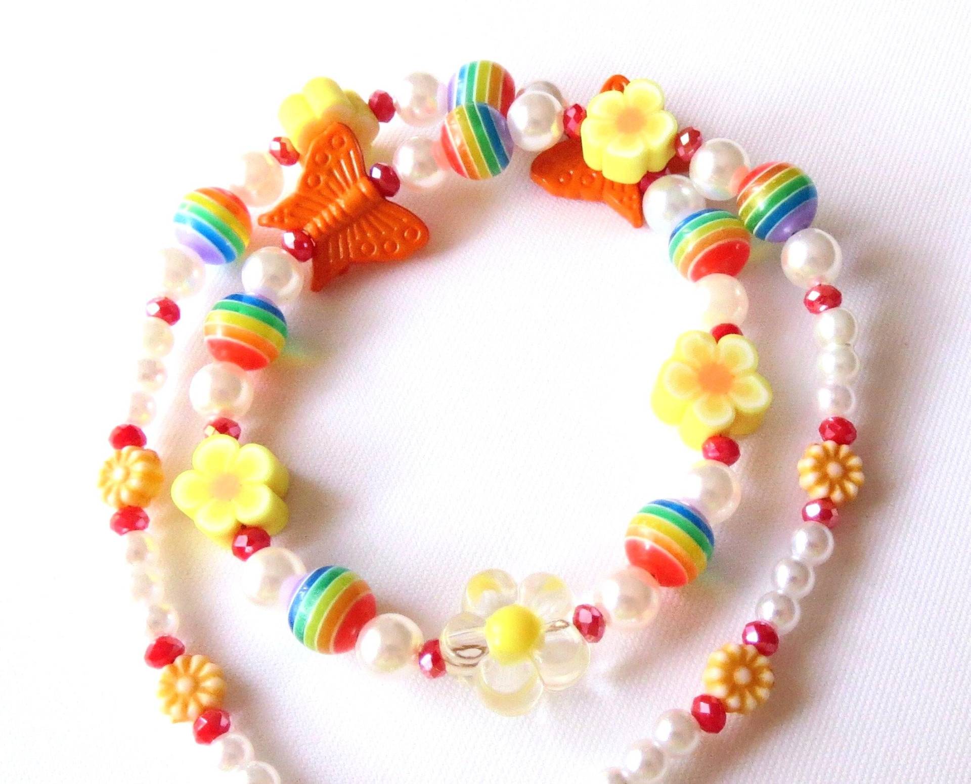 Kinderkette Mit Perlenmix in Gelb-Orange Kinderschmuck Mädchenschmuck Geschenkidee Geburtstag von MsSchmuck