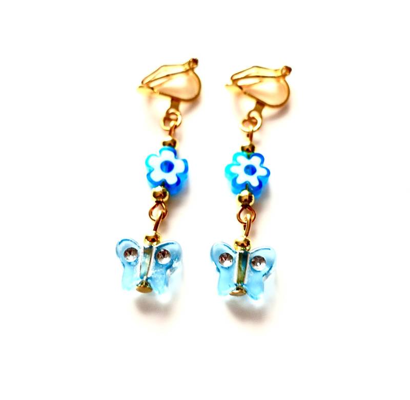 Kinderohrclips "Blümchen Und Schmetterlinge"Ohrschmuck Kinderschmuck Geschenkidee von MsSchmuck