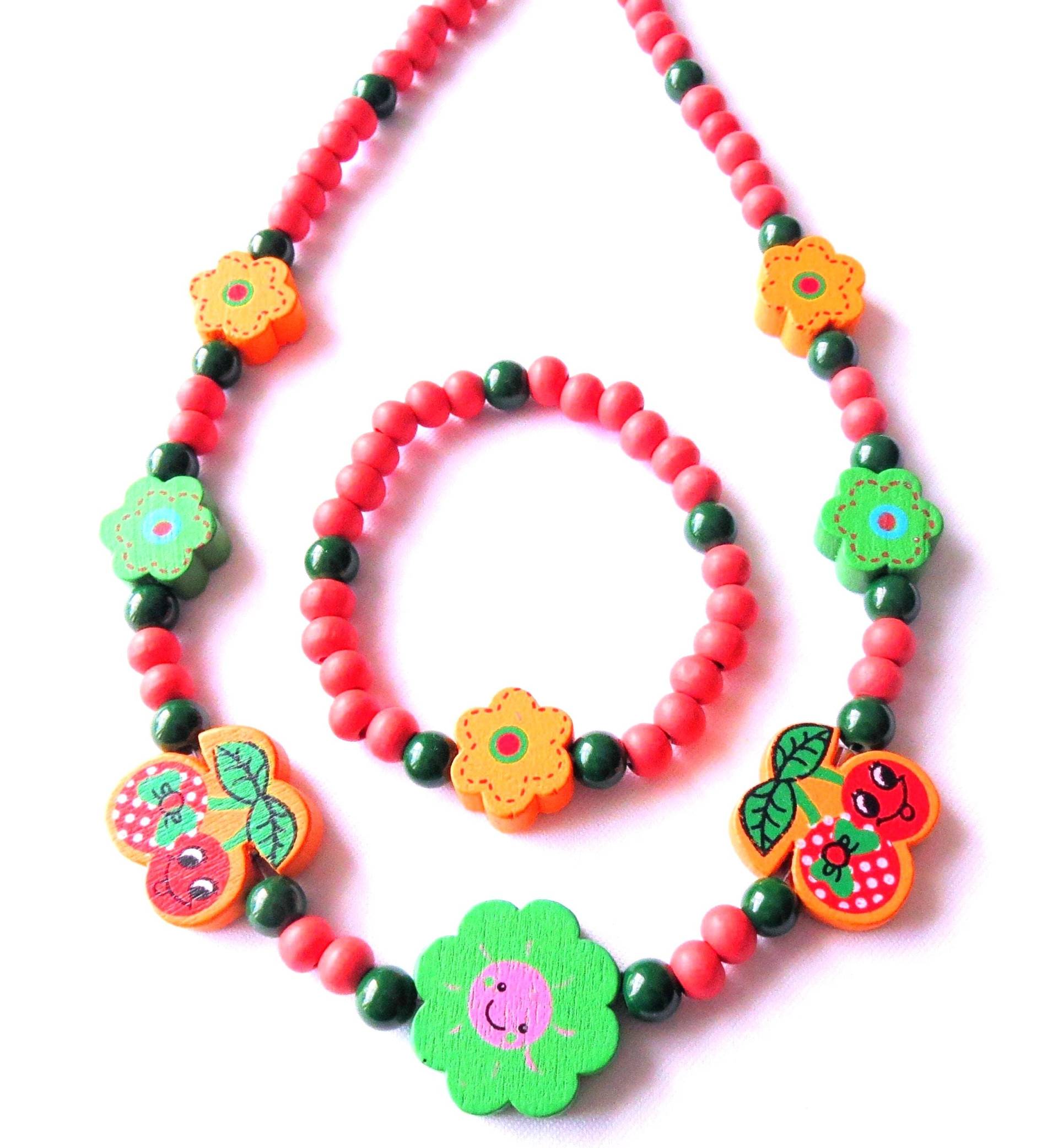 Kinderschmuckset Mit Blumen Und Kirschen Kette Armband Holzschmuckset Kinderschmuck Mädchenschmuck Schmucksets Kinderschmuckset Mit Blumen Und Kirschen Kette Armband Holzschmuckset Kinderschmuck Mädchenschmuck Schmucksets von MsSchmuck