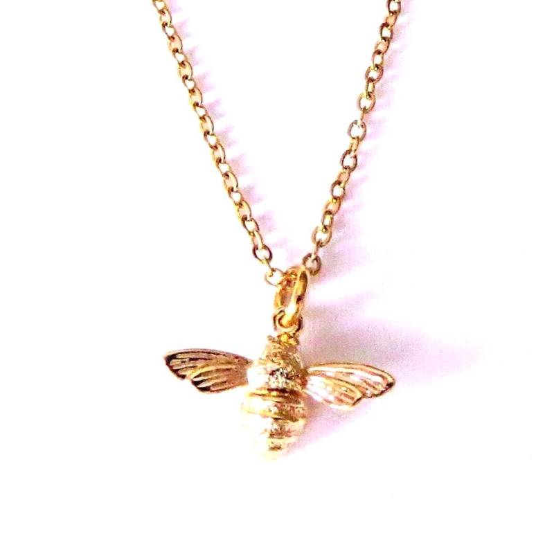 Lonenbeschichtung | Ip Edelstahlkette "Biene"18K Echtgold Vergoldet Kinderkette Kette Mit Anhänger Unisexkette Mädchenkette von MsSchmuck