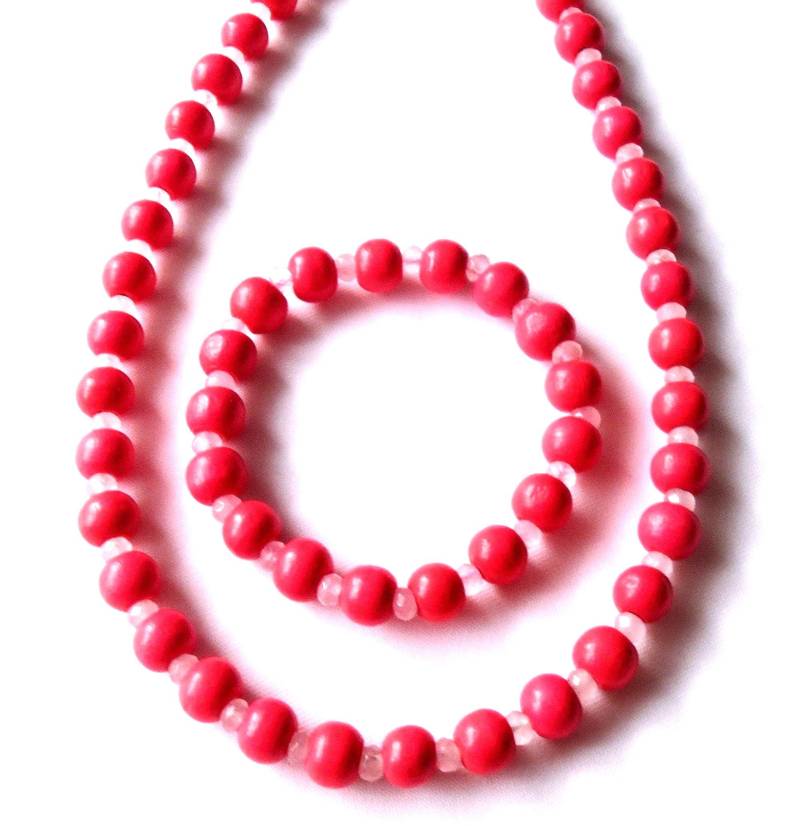 Holz-Schmuckset Mit Jade Perlen Mädchen-Schmuckset Kette Und Armband Mädchenschmuck Kinderschmuck Geschenkidee Geburtstag von MsSchmuck