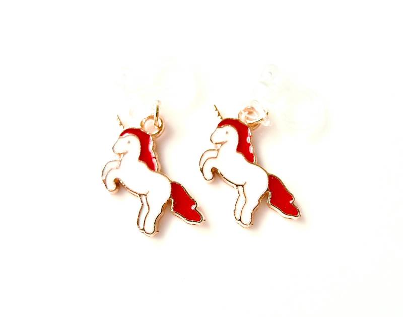 Schmerzfrei Unsichtbar Ohrclips "Einhorn" Ohrschmuck Kinderschmuck Mädchenschmuck Geschenkidee Geburtstag von MsSchmuck