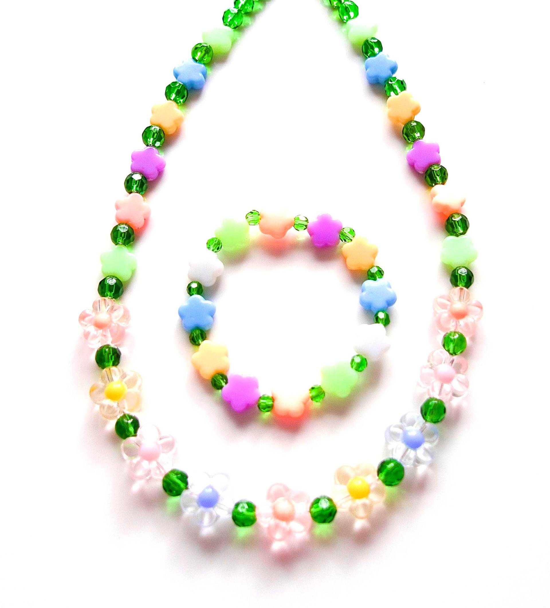 Mädchen-Schmuckset Kette Und Armband "Bunte Blumen" Schmucksets Kinderschmuck Mädchenschmuck von MsSchmuck