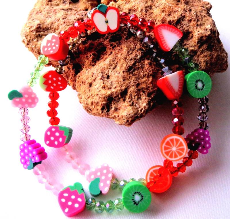 Mädchenkette Kinderkette "Früchte" Kinderschmuck Mädchenschmuck Halskette Mit Perlen Geschenkidee Geburtstag von MsSchmuck