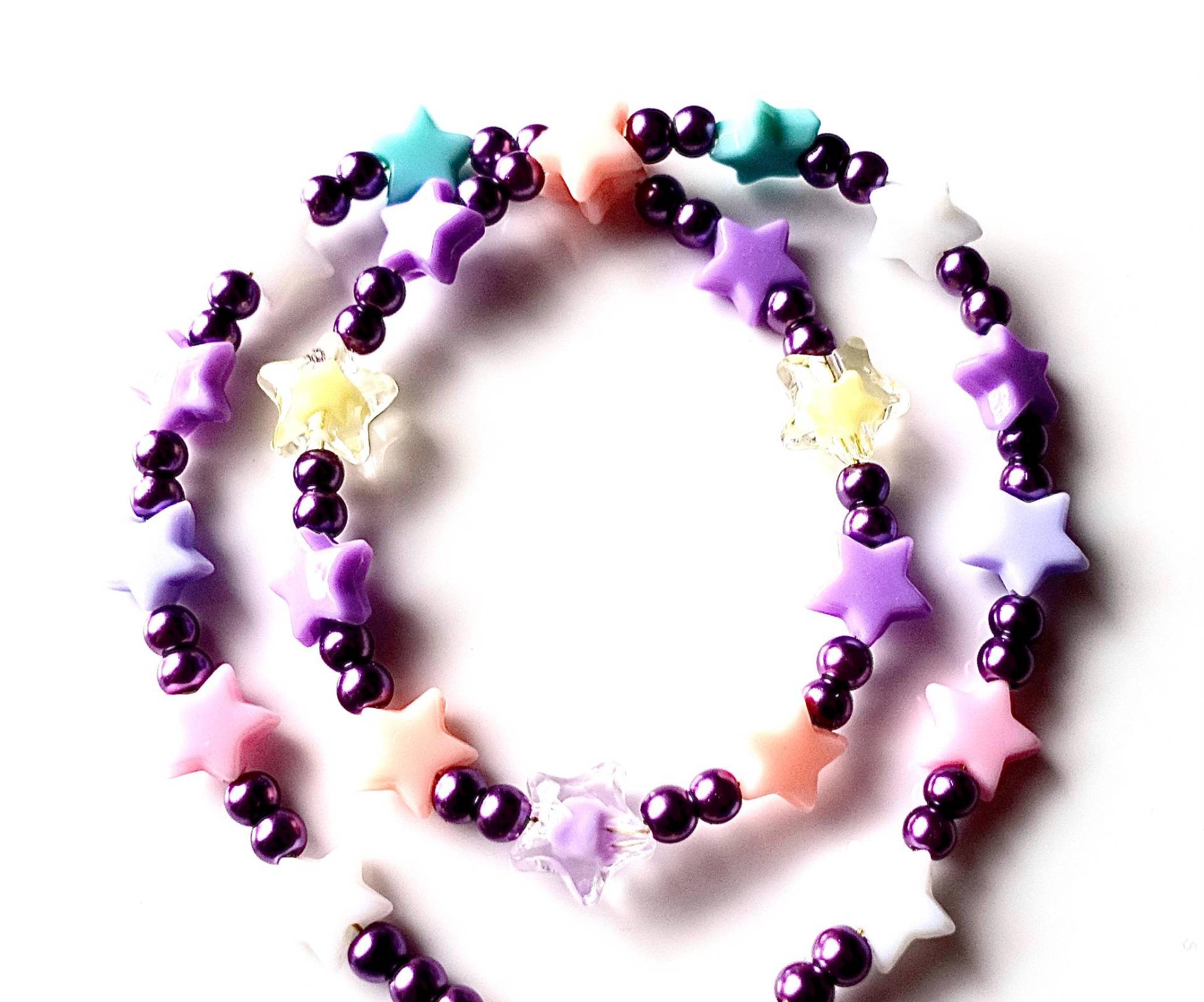 Mädchenkette "sternchen" Kinderkette Halskette Mit Perlen Bunt Minimalistisch von MsSchmuck