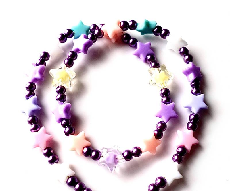 Mädchenkette "sternchen" Kinderkette Halskette Mit Perlen Bunt Minimalistisch von MsSchmuck