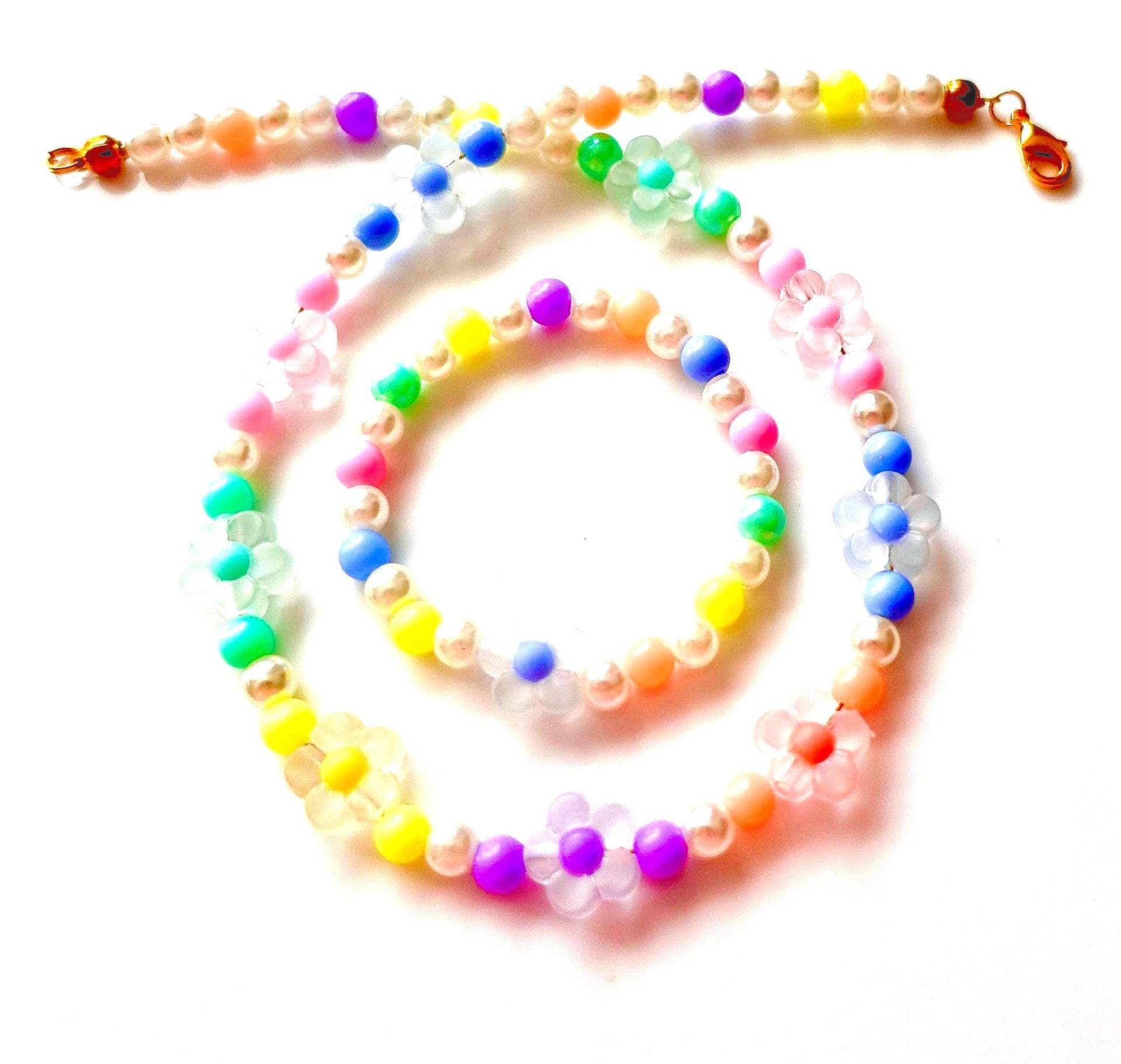 Mädchenschmuckset "Blumen"Kette Und Armband in Pastellfarben Schmuckset Kinderschmuck Geschenkidee Geburtstag Hochzeit Einschulung Mädchenschmuckset "Blumen"Kette Und Armband in Pastellfarben Schmuckset Kinderschmuck Geschenkidee Geburtstag Hochzeit Einschulung von MsSchmuck