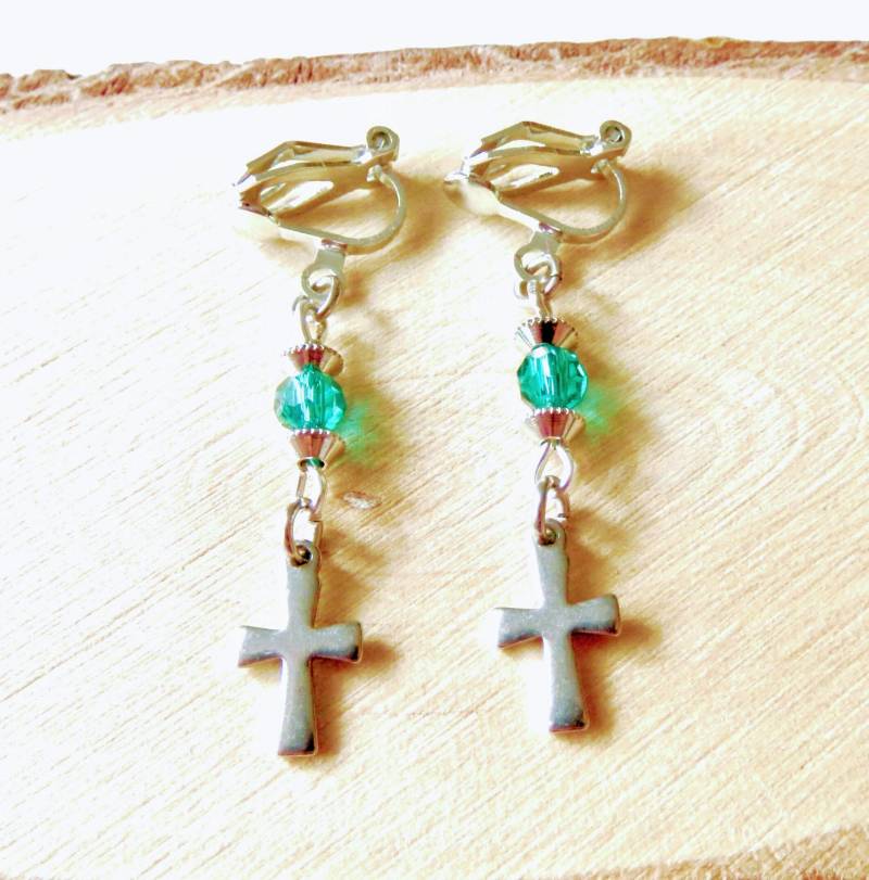 Ohrclips/Ohrhänger/Ohrringe Mit Kleinen Edelstahl Kreuzen Ohrschmuck Kinderschmuck Unisexschmuck Geschenk Geburtstag von MsSchmuck