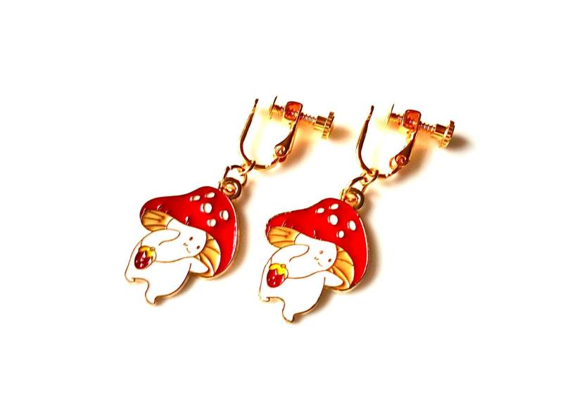 Ohrclips/Ohrhänger "Lustige Pilze" Ohrschmuck Für Kinder Und Erwachsene Unisex Kinderschmuck Ab 3 Jahren Geschenkidee Geburtstag von MsSchmuck