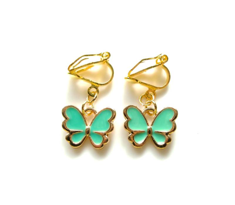 Ohrclips Mit Kleinen Wunderschönen Emaille Schmetterlingen Ohrschmuck Kinderschmuck Geschenkidee von MsSchmuck