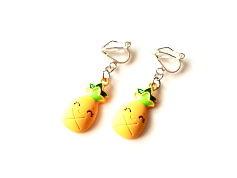 Ohrclips "Ananas" Ohrschmuck Harz-Ananas Für Kinder Ab 3 Jahren Kinderschmuck von MsSchmuck