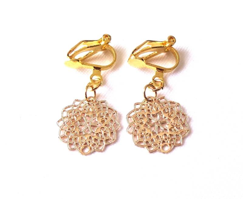 Ohrclips "Blume Des Lebens" Mädchen-Ohrclips Mädchenschmuck Kinderschmuck Ohrschmuck von MsSchmuck