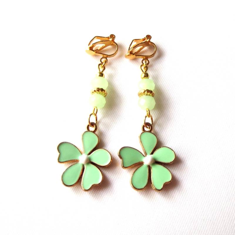 Ohrclips "Blumen"Ohrschmuck Clips Für Mädchen Und Frauen Messing Emaille Mädchenschmuck Frauenschmuck Kinderschmuck Geschenkidee von MsSchmuck