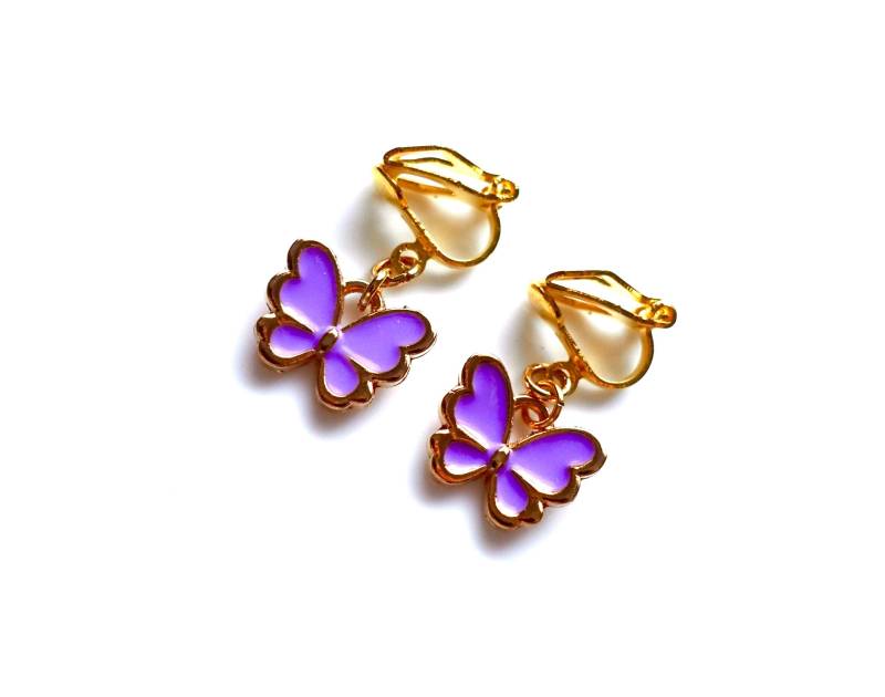 Ohrclips "Lila Schmetterlinge"Ohrschmuck Kinderschmuck Mädchenschmuck Ohrclips "Lila Schmetterlinge"Ohrschmuck Kinderschmuck Mädchenschmuck von MsSchmuck