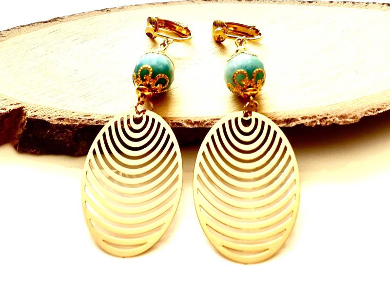 Ohrclips Mit Aquamarin Perlen Und Wunderschönen Messing Anhängern Ohrschmuck Frauenschmuck Hochzeit Jubiläum Geburtstag Ohrclips Mit Aquamarin Perlen Und Wunderschönen Messing Anhängern Ohrschmuck Frauenschmuck Hochzeit Jubiläum Geburtstag von MsSchmuck