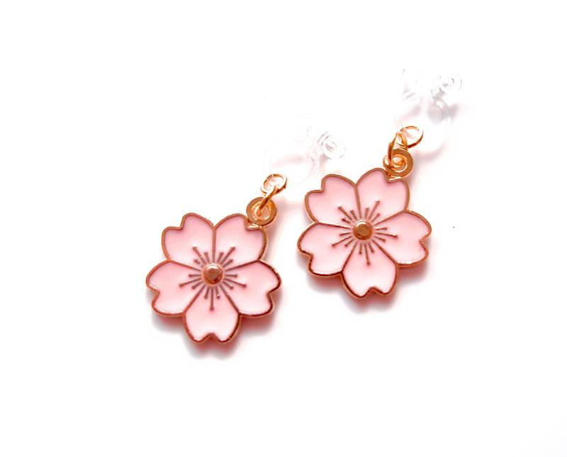 Verschiedene Ohrclips/Ohrhänger Mit Zartrosa Sakura-Blüte Kirschblüte Mädchen Und Frauen-Schmuck Ohrschmuck Geschenkidee von MsSchmuck