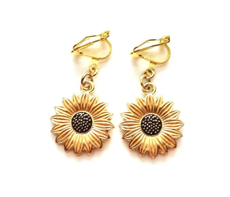 Ohrclips "Sonnenblumen"Ohrschmuck Clips Für Frauen Und Mädchen Ab 3 Jahren Mädchenschmuck Frauenschmuck von MsSchmuck
