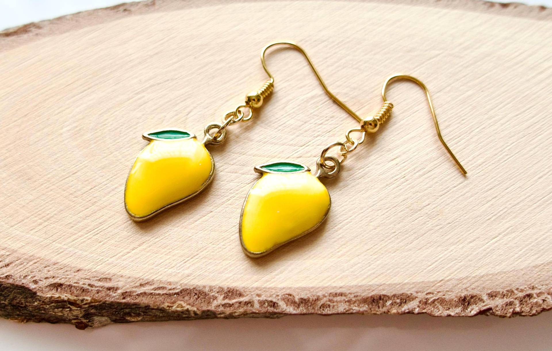 Ohrhänger "Früchte" Gelbe Reife Emaille Zitronen Essen Ohrschmuck Lang Minimalistisch Ohrhänger "Früchte" Gelbe Reife Emaille Zitronen Essen Ohrschmuck Lang Minimalistisch von MsSchmuck