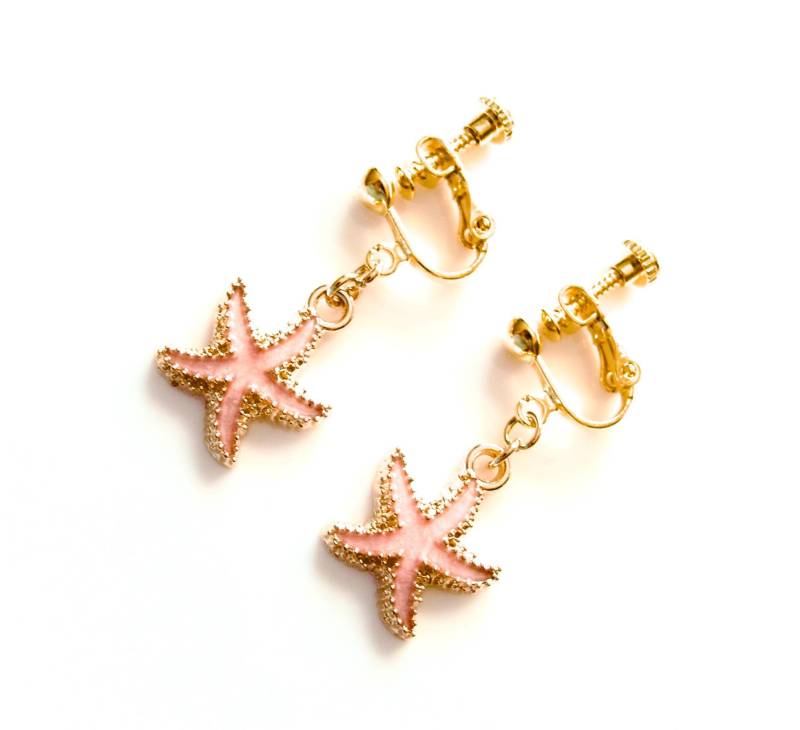 Schraubclips" Seesterne " Ohrschmuck Ohrclips Ohne Ohrloch Kinderschmuck Clips Für Mädchen Und Frauen von MsSchmuck