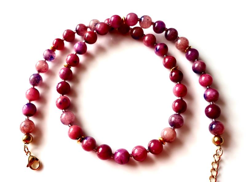 Sugilith Kette Natürliche Perlen Edelsteine Unisex Geschenkidee Edelsteinkette Steinkette Halskette Mit von MsSchmuck