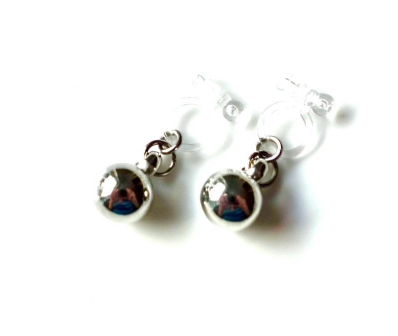 Transparente Schmerzfreie Ohrclips Mit Sehr Leichten Silbernen Kunststoff Perlen Ohrschmuck Unisex Geschenkidee Geburtstag Minimalistisch von MsSchmuck