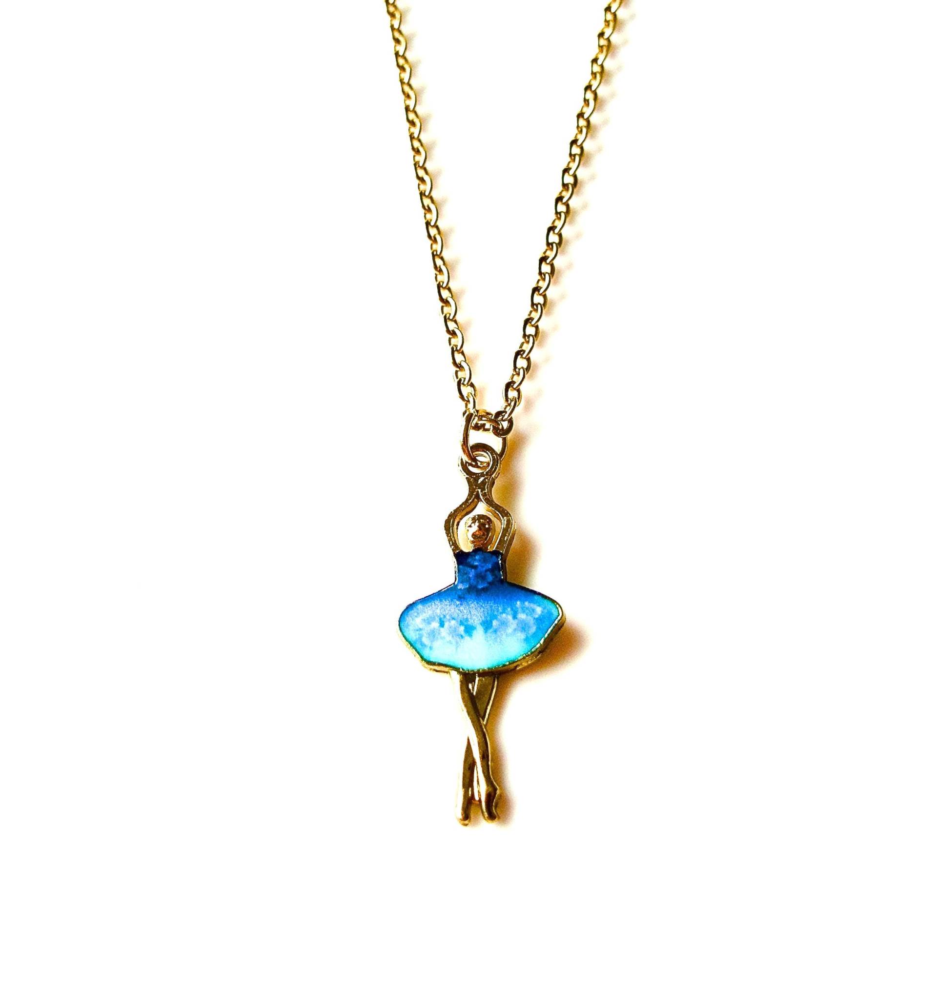 Vergoldete Edelstahl-Gliederkette Mit Emaille-Anhänger Charm Ballerina Tänzerin Kette Für Mädchen Und Frauen von MsSchmuck