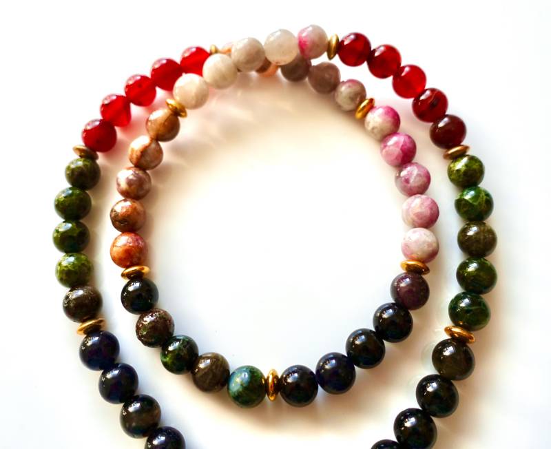Zarte Turmalin-Achat Kette Natürliche Perlen Und Messing -Abstandsperlen Perlenkette Edelsteinschmuck Unisex Geschenk Geburtstag von MsSchmuck