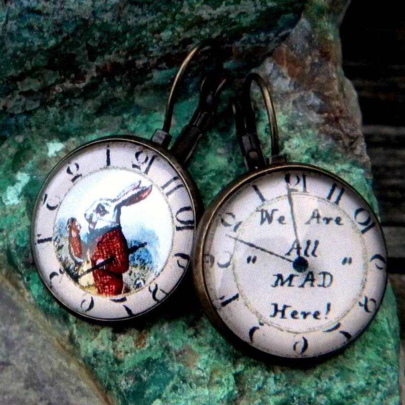 Weißes Kaninchen Ohrringe, Alice Im Wunderland Wir Sind Alle Hier Verrückt, Cheshire Cat von Msemrick