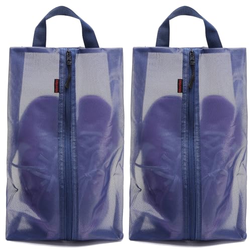 Msentuo Schuhbeutel für Reisen, Damen und Herren, wasserdichte Schuhtasche mit Reißverschluss und Griff, staubdichte Schuhaufbewahrungstasche, Marineblau, 2 Stück von Msentuo