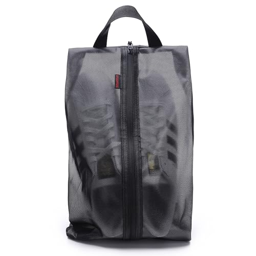 Msentuo Schuhbeutel für Reisen, Damen und Herren, wasserdichte Schuhtasche mit Reißverschluss und Griff, staubdichte Schuhaufbewahrungstasche, Plusschwarz, 1 Packung von Msentuo