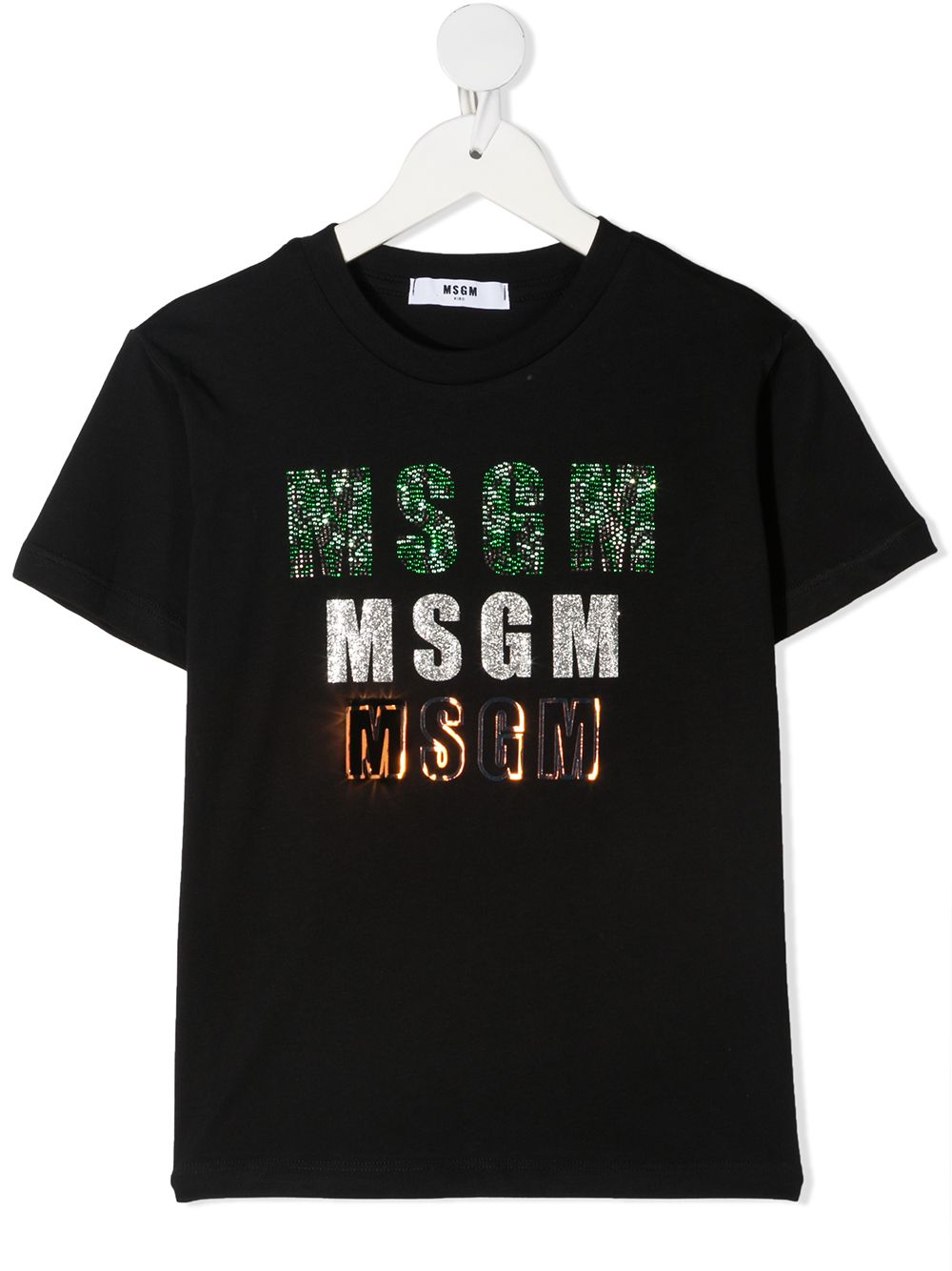 MSGM Kids T-Shirt mit Metallic-Logo - Schwarz von MSGM Kids