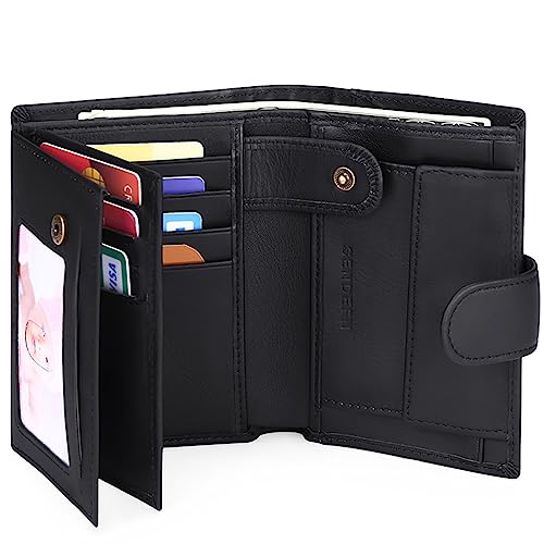 Leder Geldbörse Herren mit RFID-Schutz - Geldbeutel Männer Klein mit Münzfach - Portemonnaie Herren Hochformat - Slim Wallet -16 Fächer für Kreditkarten - Herren Brieftasche Personalisiert,Black von MsiDtsoy