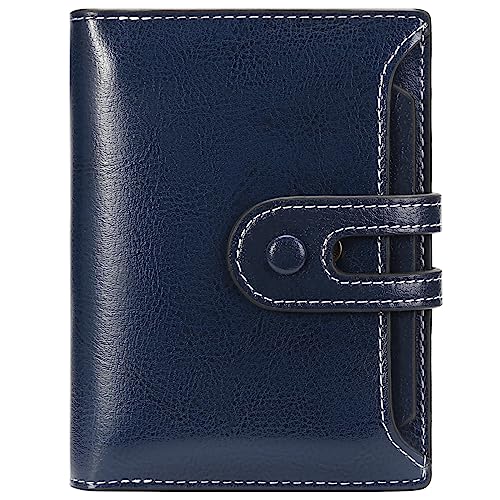 MsiDtsoy Damen Geldbörse Slim Klein Vintage Leder Geldbörsen Frauen Kreditkartenhalter RFID Brieftasche Leder Einfache Portmonee mit Mehreren Kartenfächern Fächern Geschenke für Damen,Blue A von MsiDtsoy